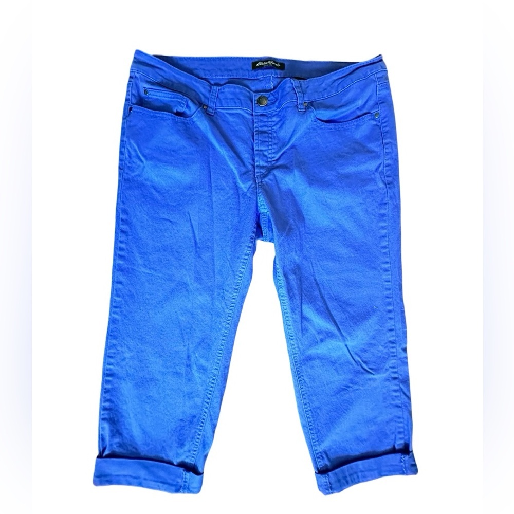 Eddie Bauer Ultramarine Cropped Jeans Cuffed Blue Women’s Size 14/32.